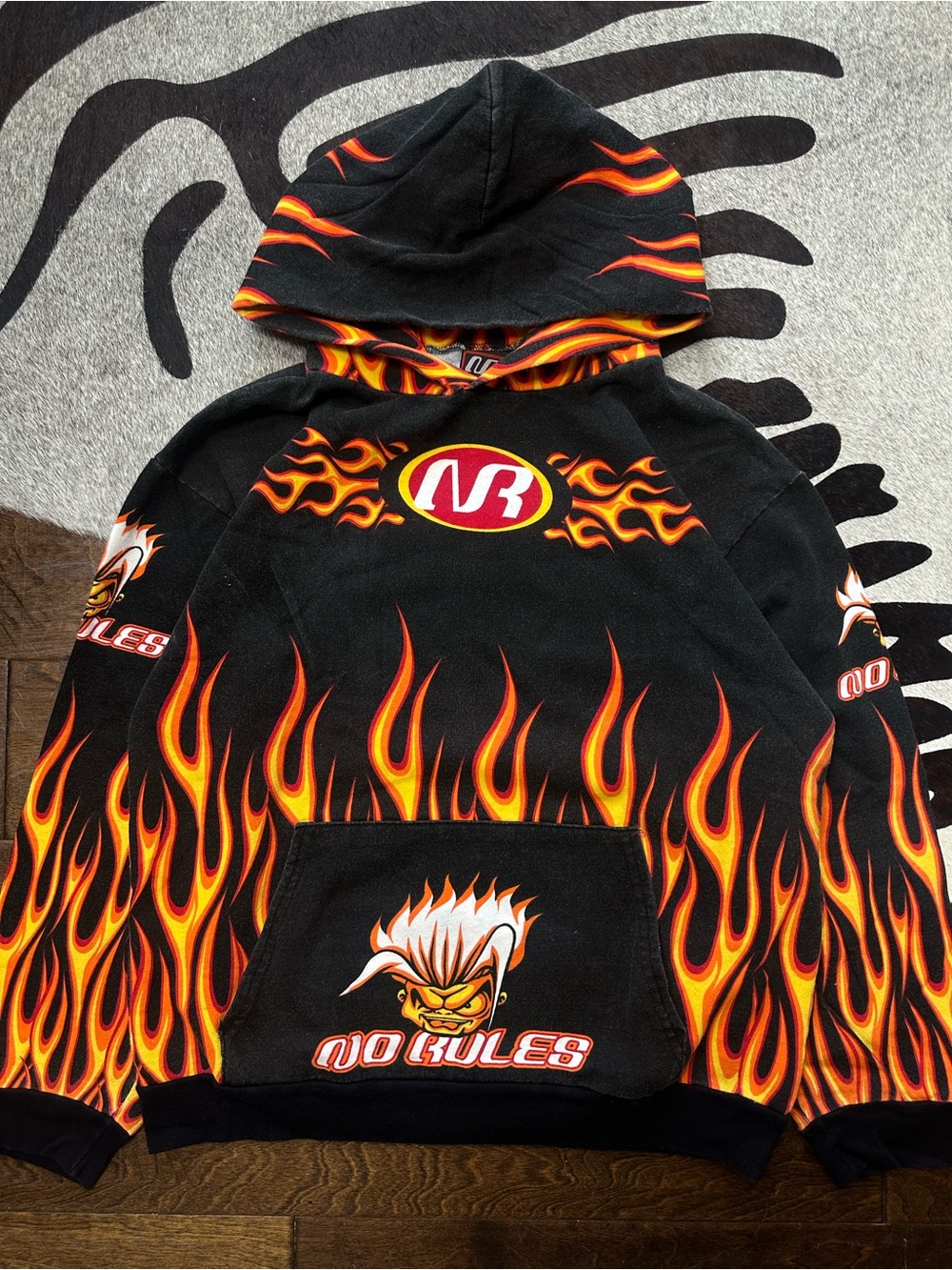 Vintage No Rules Flames BMX Hoodie Youth XL